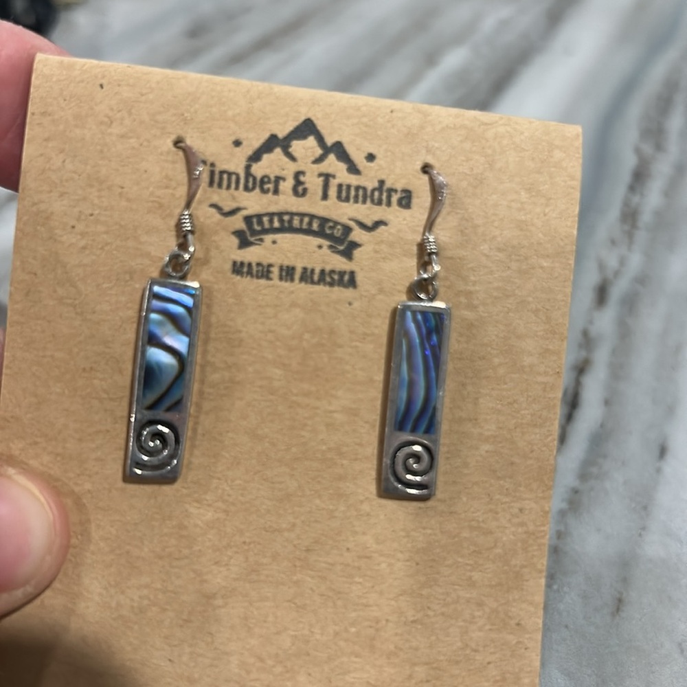 Aurora Borealis Silver and Blue Earrings NEW handcrafted artisan from Alaska - Picture 2 of 3